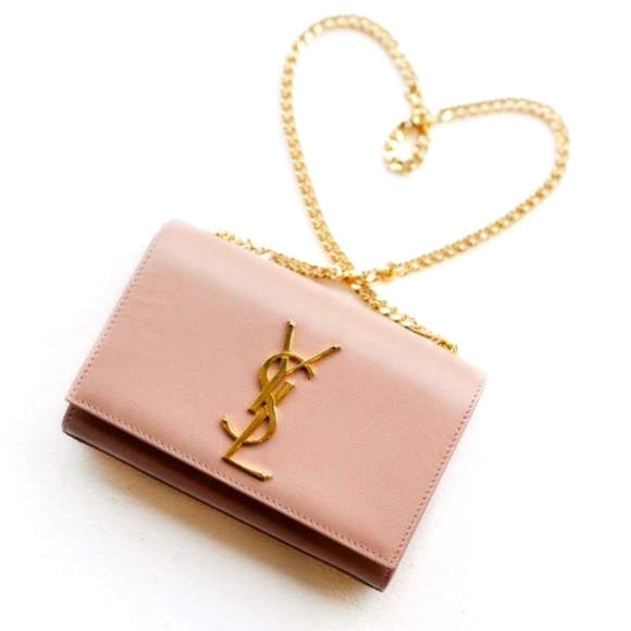 YSL Saint Laurent KATE SMALL Grain de Poudre Shoulder/Crossbody BABY PINK BLUSH - Picture 12 of 16